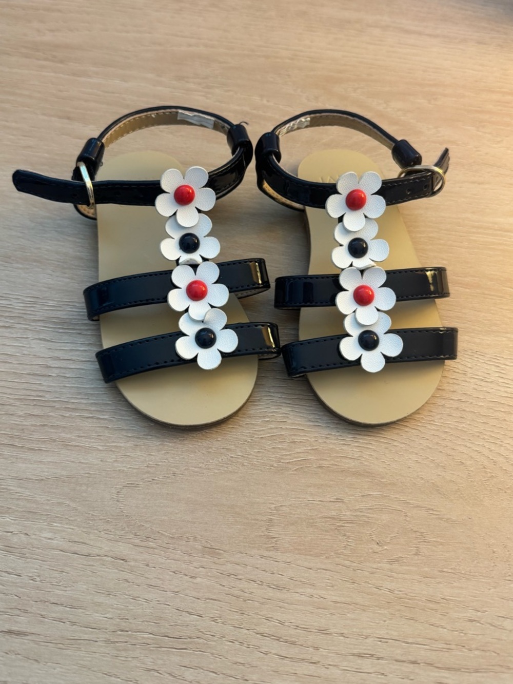 Janie and Jack Red White & Blue Floral Strap Sandals